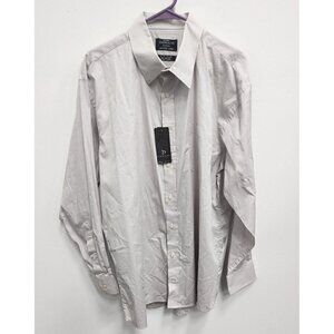 Domani Platinum Mens Dress Shirt Size 16 1/2 Gray Cotton Long Sleeve Button Down